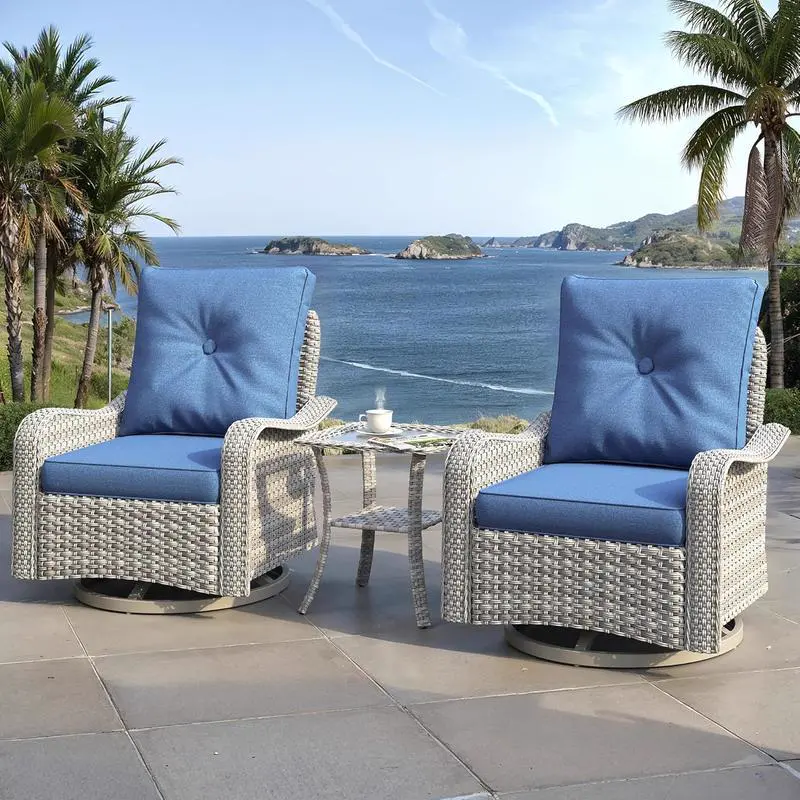 Set mobilier terasă 3 piese cu fotolii rotative și masă, imaginea 1